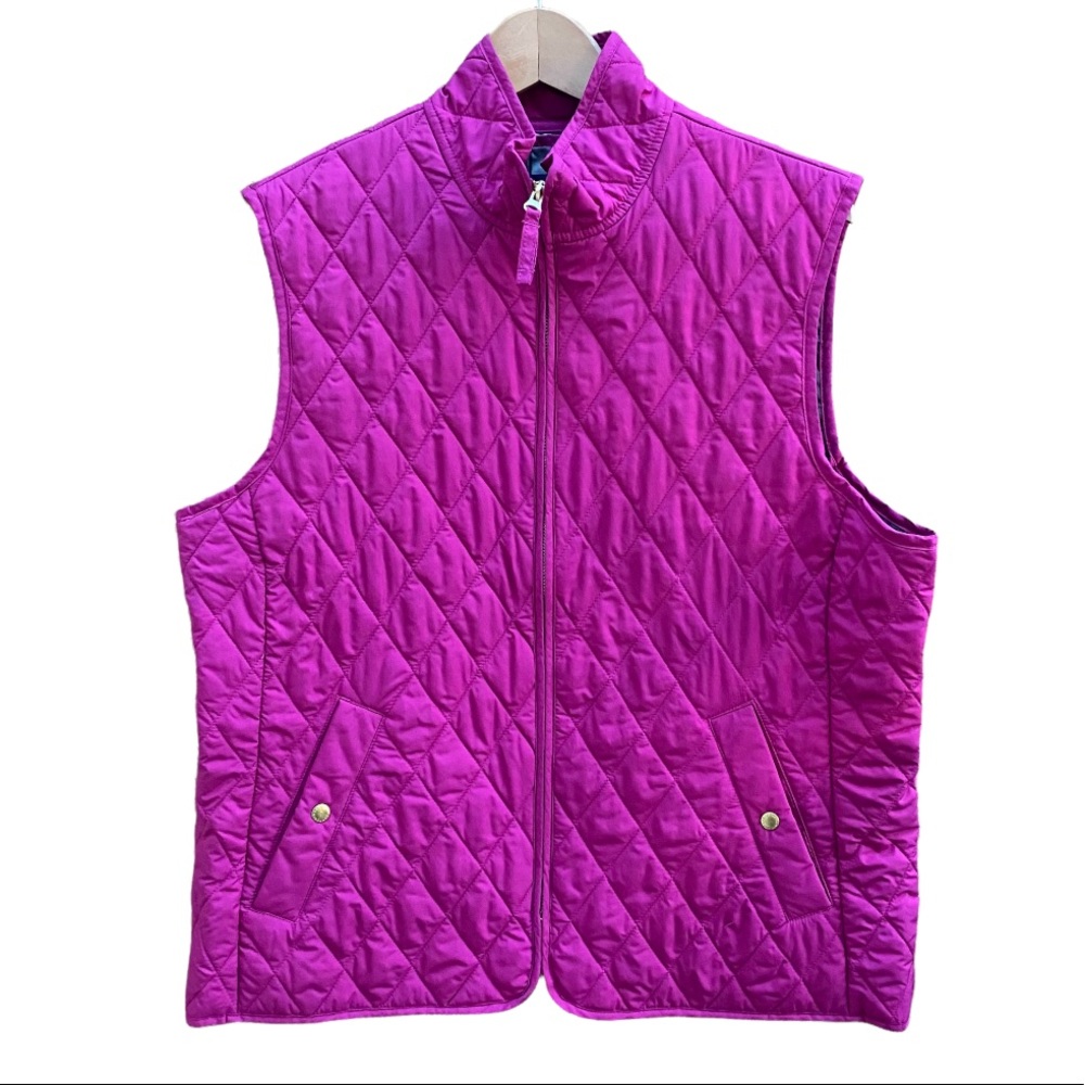 Lands' End Quilted Sleeveless Vest in Bright Magenta